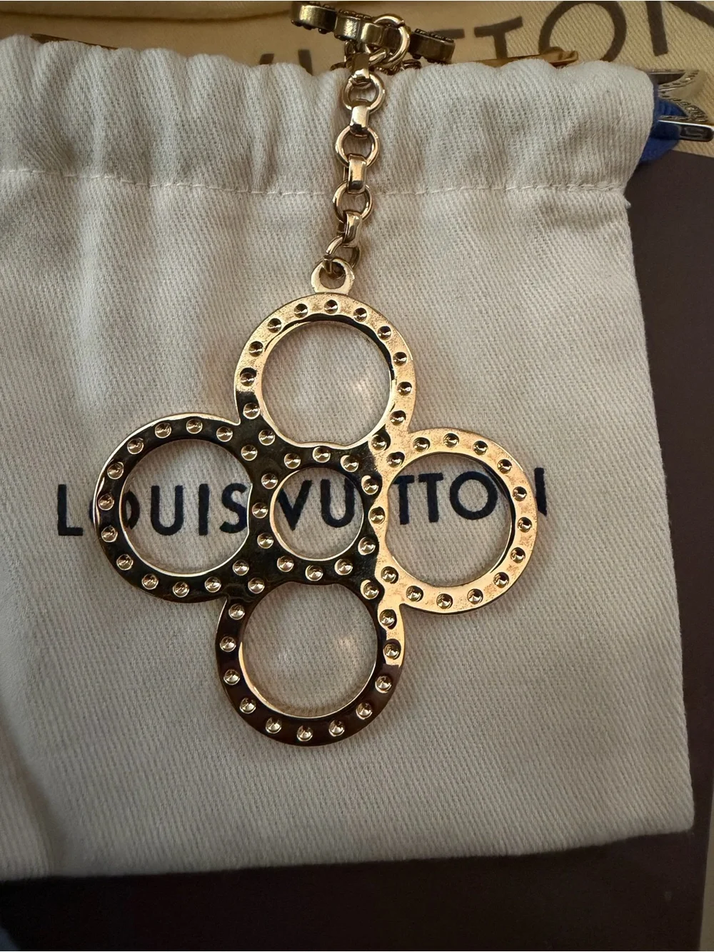 Louis Vuitton Gold and Silver Floral Ring Key Charm
